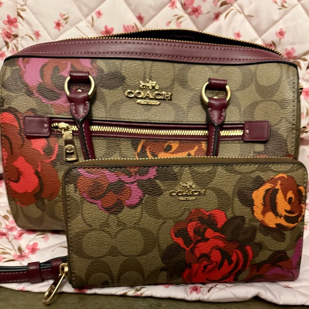 Coach Rowan Satchel Bag with matching Wallet